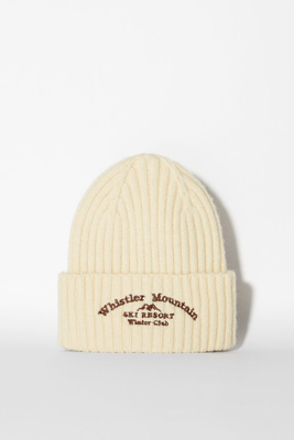 Embroidered Ribbed Beanie from Bershka