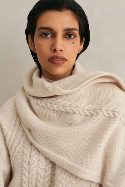 Merino Cashmere Cable Scarf from ME+EM