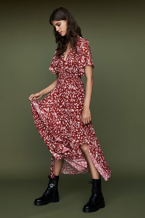 Long Asymmetric Printed Dress