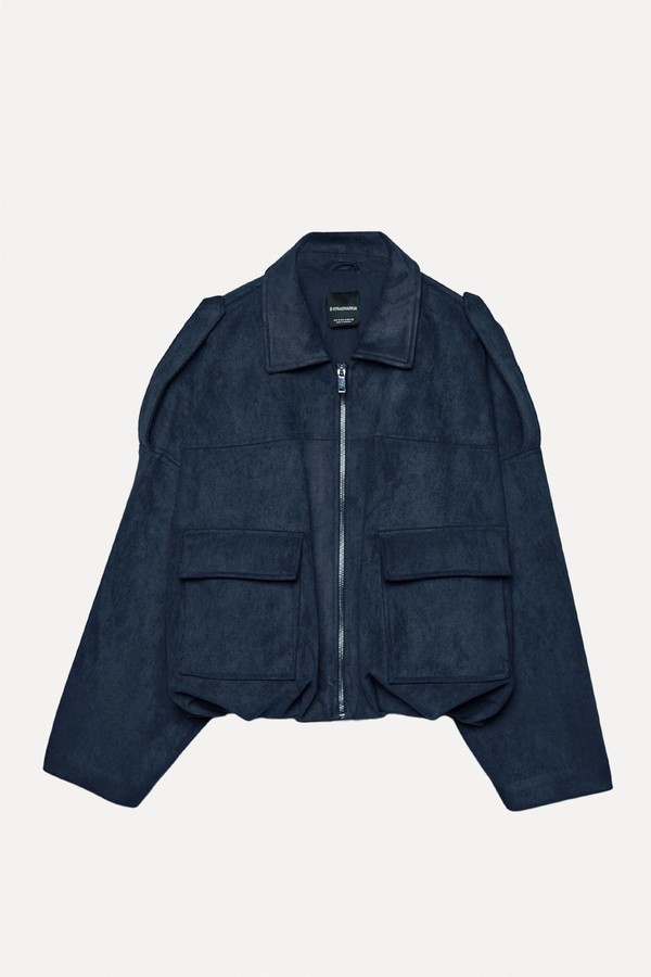 Faux Suede Bomber Jacket from Stradivarius