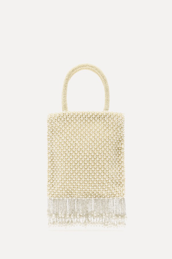 Mini Tote Bag With Faux Pearls from Zara