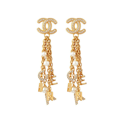 2020 Chanel Script Charm Earrings