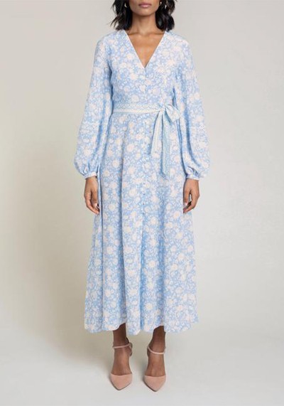 Cornflower Floral Midi Dress from Beulah