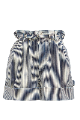 Paperbag-Waist Striped Denim Shorts from Miu Miu 