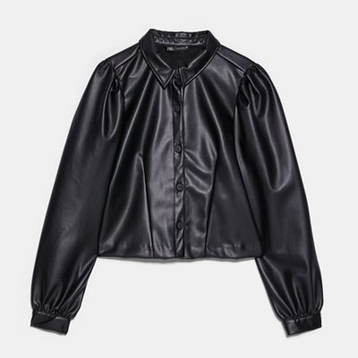 Voluminous Faux Leather Shirt from Zara