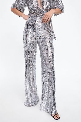 Sequinned Flared Trousers from Zara