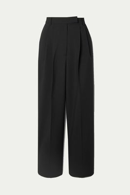 Bea Pleated Crepe Straight-Leg Pants from The Frankie Shop