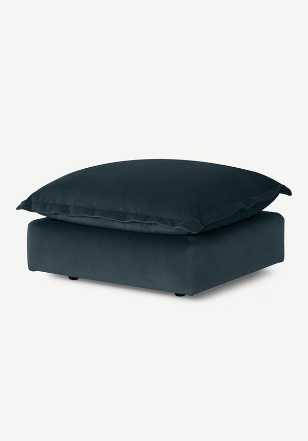 Fernsby Navy Blue Recycled Velvet Footstool