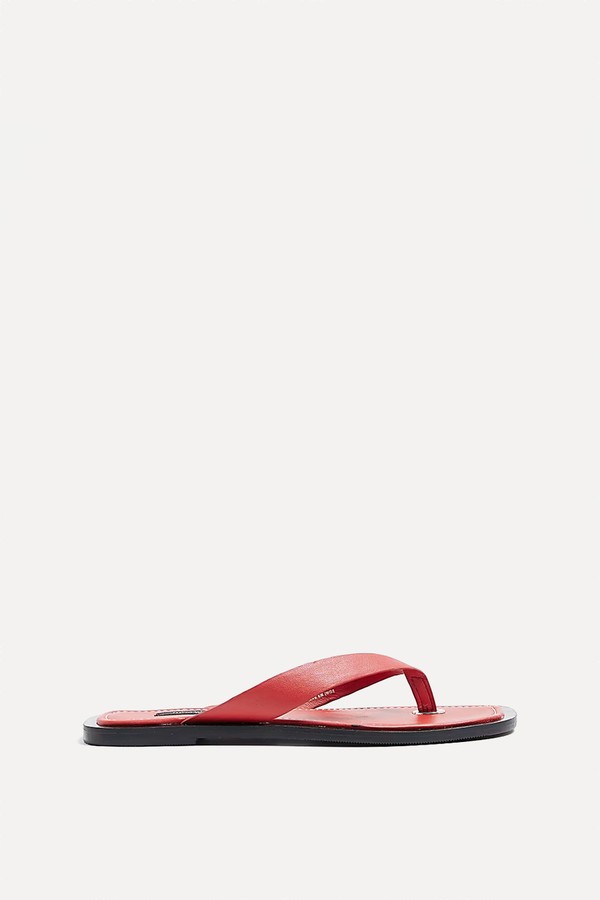 Leather Flip-Flop Flat Sandals from River Island