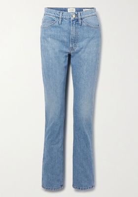 Appliquéd High Rise Straight Leg Jeans from Frame + Ritz Paris