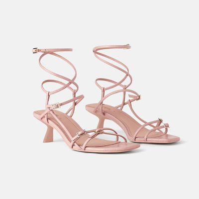 Strappy Mid-Heel Sandals Details from Zara