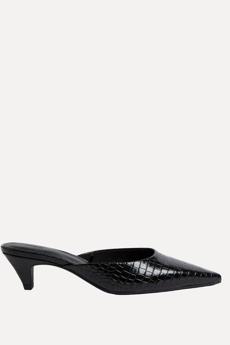 Croc Kitten Heel Mules