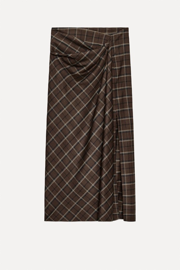 Draped Check Skirt