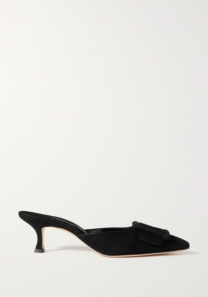 Maysale 50 Buckled Suede Mules from Manolo Blahnik