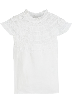 Lace-Paneled Ramie-Gauze Top from Frame