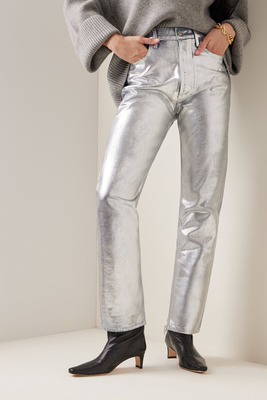90s Pinch-Waist Coated Rigid High-Rise Straight-Leg Jeans, £288 | Agolde