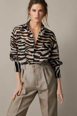 Zebra Print Cotton/Silk Shirt