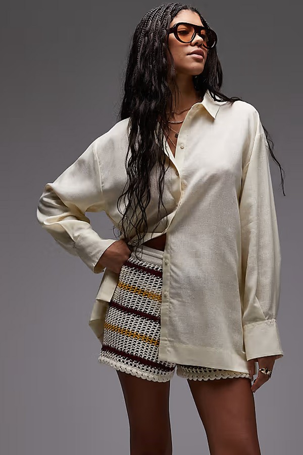 Linen Look Shirt  from Topshop