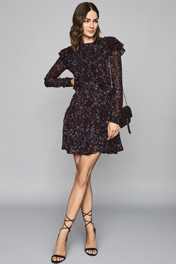 Carey Floral Printed Ruffle Mini Dress