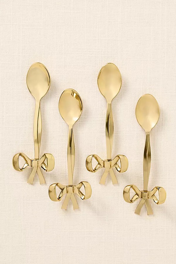 Set Of 4 Benedita Stainless Steel Bow Teaspoons from  Anthropologie