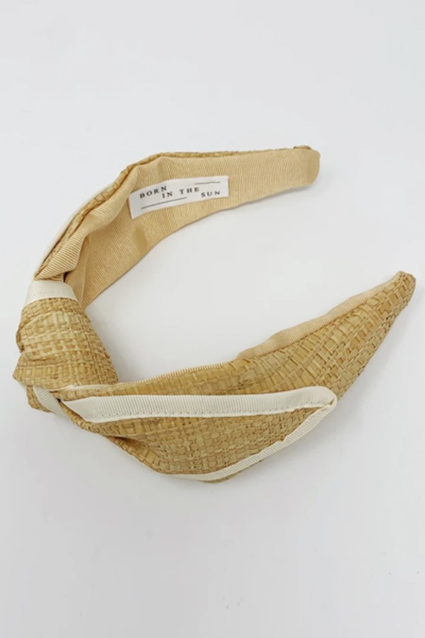 Raffia Straw Knotted Grosgrain Ribbon Headband from Born In The Sun