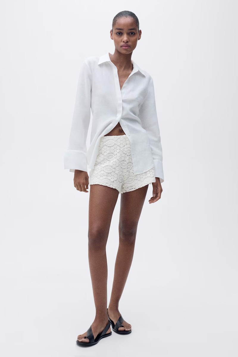 Crochet Straight-Fit Shorts