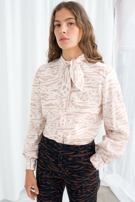 Animal Print Pussy Bow Blouse