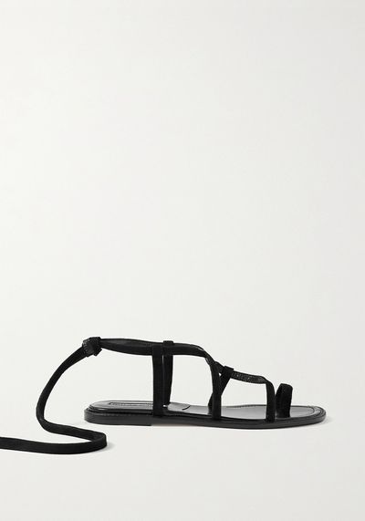 Primathi Lace-Up Suede Sandals from Manola Blahnik