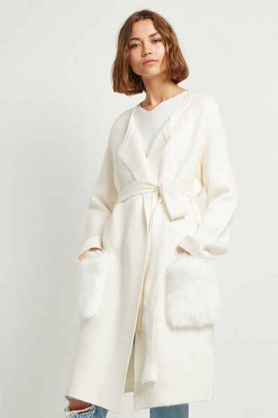 Vhari Faux Fur Pocket Cardigan