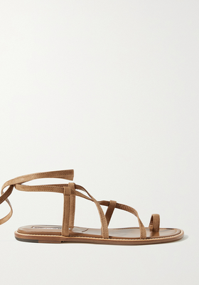  Primathi Lace-Up Suede Sandals from Manolo Blahnik