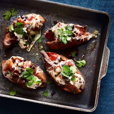 Sweet Potato Jackets With Gruyere And Black Beans