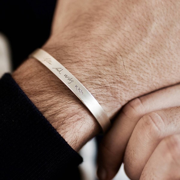 Personalised Silver Handwriting Signature Bangle from Sally Clay