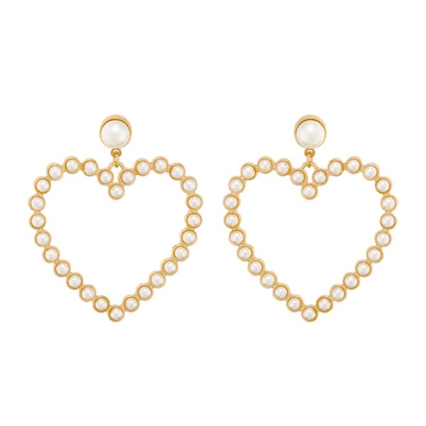Statement Peal Heart Drop Earrings