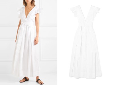 Poet By The Sea Ruffled Cotton-Poplin Maxi Dress from Kalita