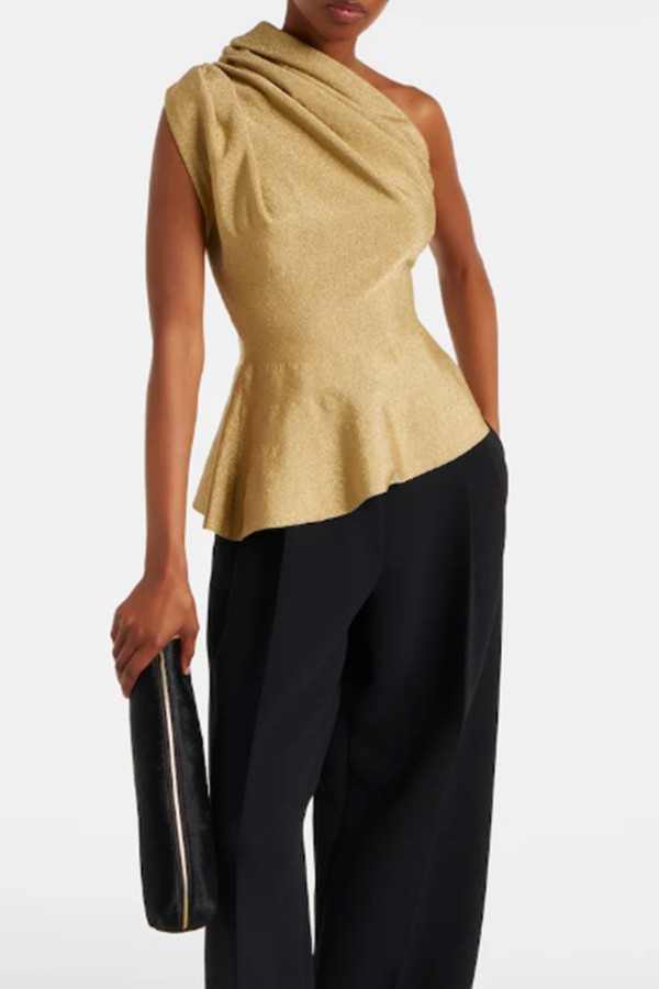 Aimee One-Shoulder Lamé Top from Khaite
