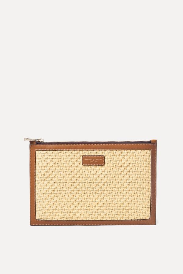 Essential Raffia Flat Pouch from Aspinal Of London