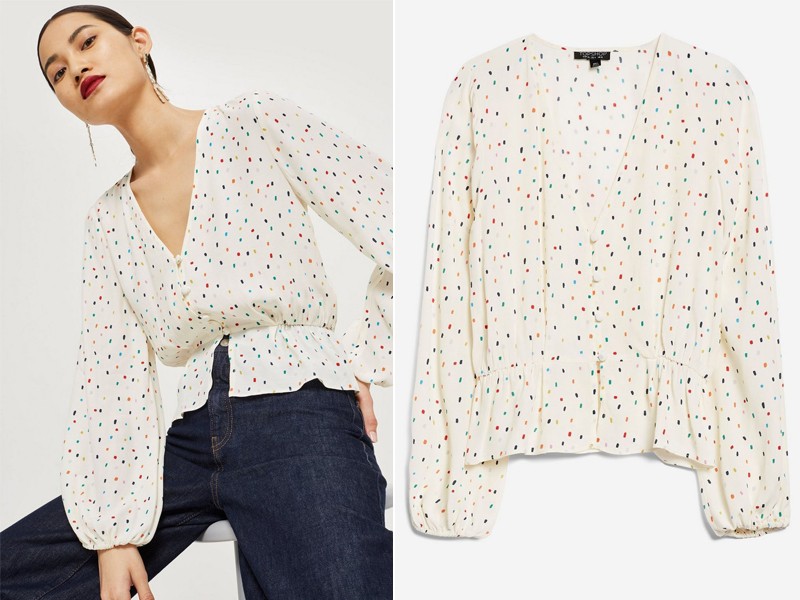 Sprinkle Spot Print Blouson Blouse