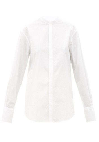 V Astrale Band-Collar Cotton-Blend Shirt