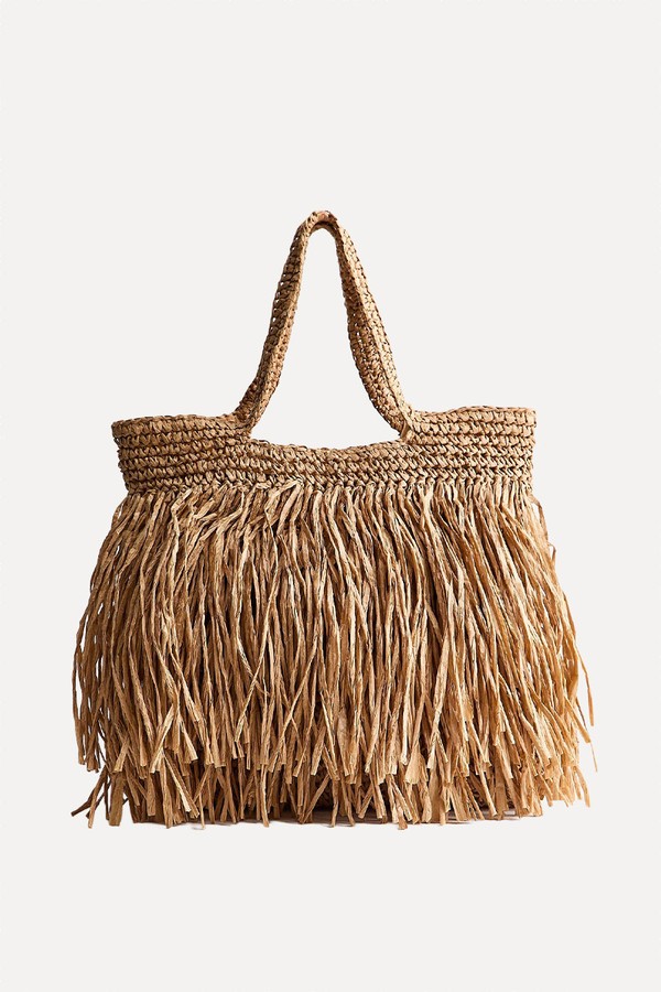 Woven Fringe Tote Bag from New Look