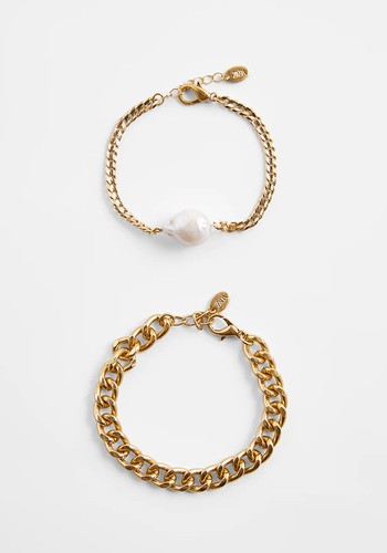 Pack Of Link Bracelets With Natural Pearl Detail