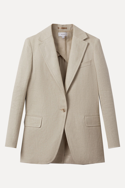 Cassie Linen Single Breasted Suit Blazer from Reiss