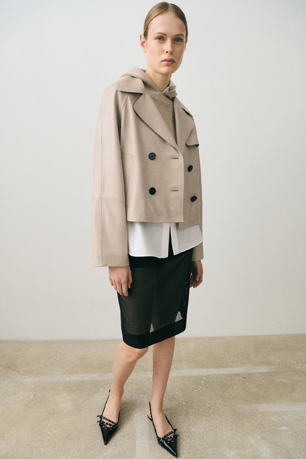 Cropped Leather Trench Coat from Mango