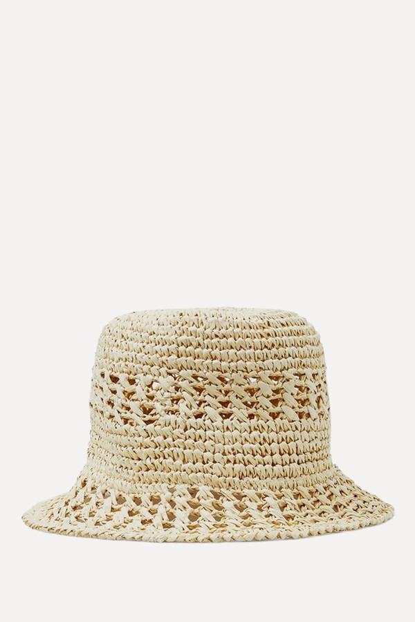 Crocheted Straw Bucket Hat from COS