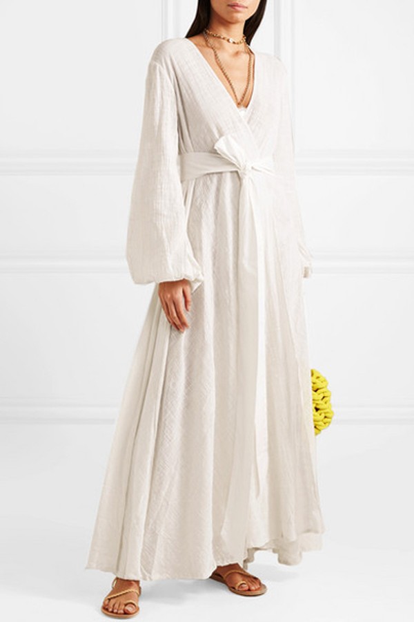 Gaia Cotton-Gauze Wrap Maxi Dress from Kalita