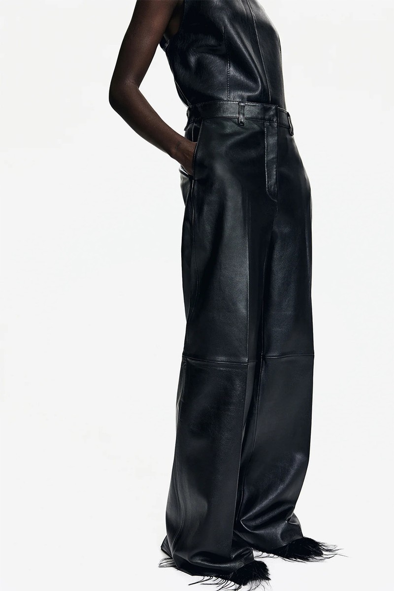 Straight Leather Trousers from H&M
