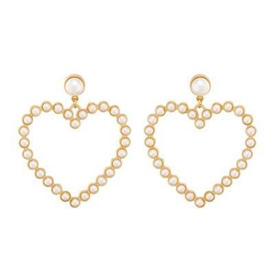 Statement Peal Heart Drop Earrings