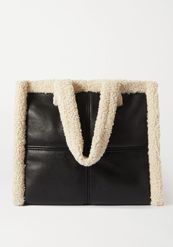 Lola Faux Shearling-Trimmed Faux Leather Tote from Stand Studio