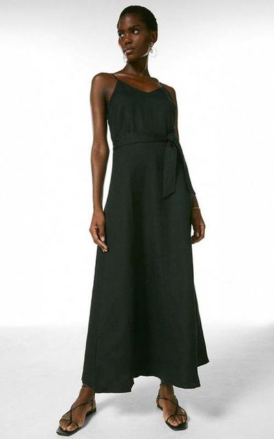 Linen Viscose Woven Full Hem Maxi Sundress