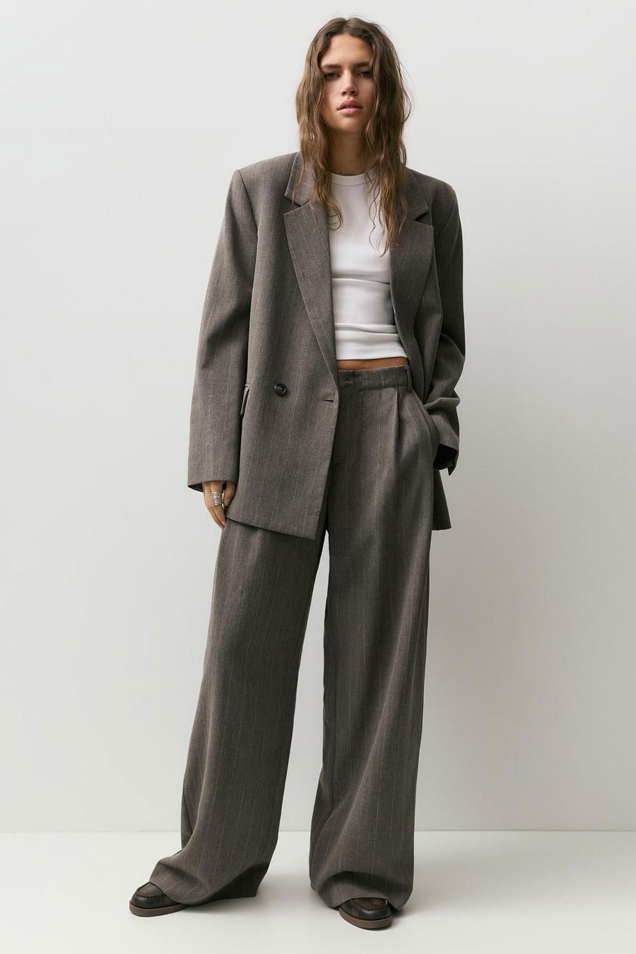 Striped Double-Breasted Blazer  from Pull&Bear