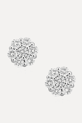 Lab Diamond Cluster Earrings 0.50ct H/SI Quality Set In 9K White Gold